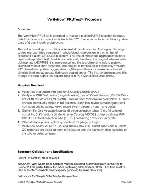 verifynow pru test package insert|verify now prutest instructions.